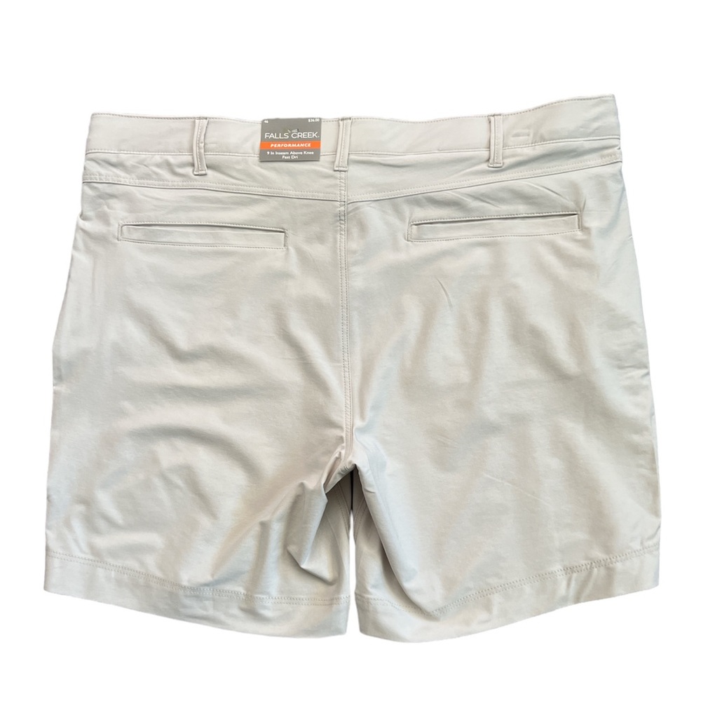 Falls Creek Men's Light Tan Flat Front Fast Dri Performance Golf Shorts 46 NWT‎